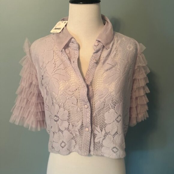 Free People purple cropped blouse size small NEW with TAG - Picture 8 of 10